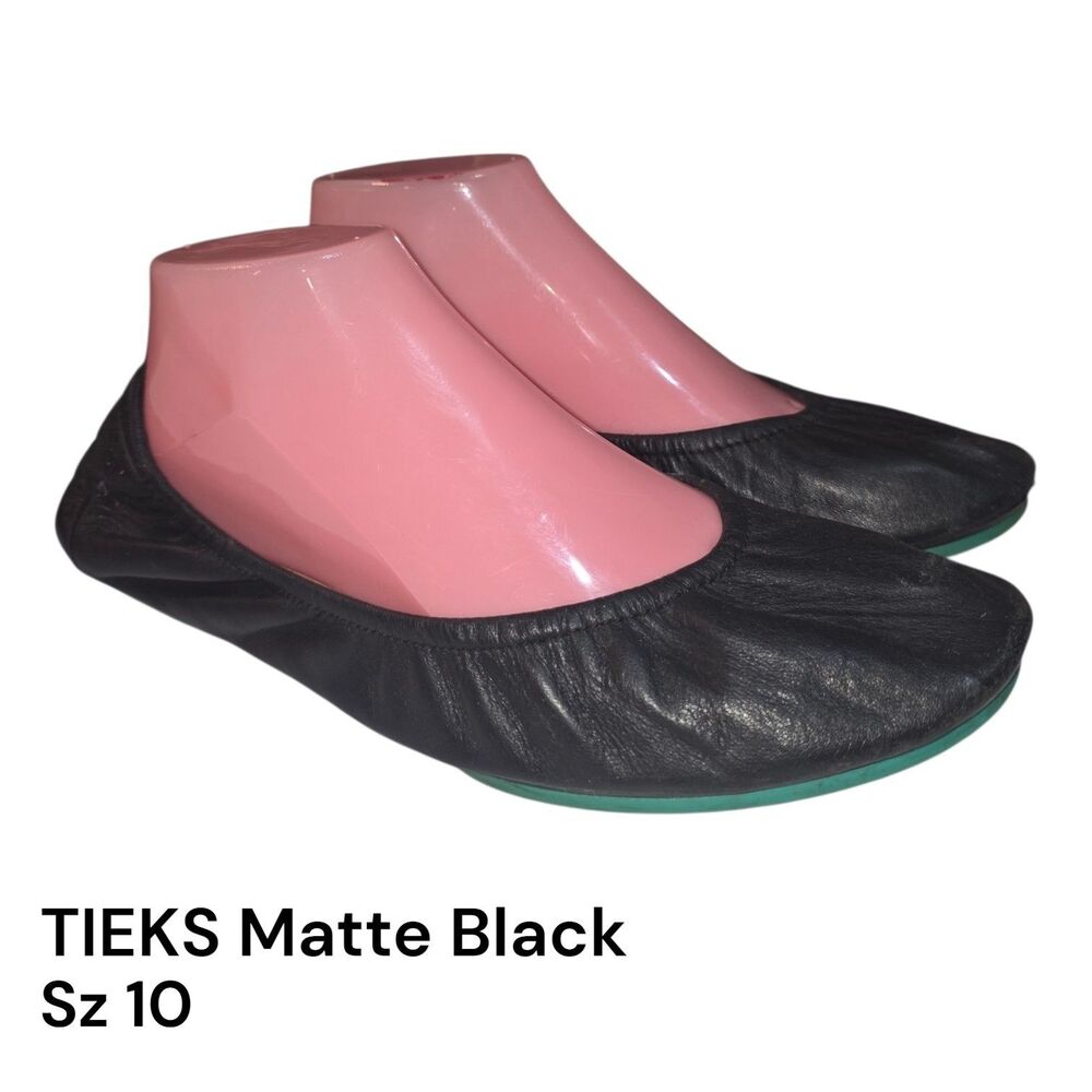 Tieks Sz 10 Gavrieli Matte Black Leather Minimalist Teacher Ballet Flats Loafers